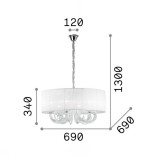 IDEAL LUX 035826 | Swan-IL Ideal Lux csillár lámpa - SWAN SP6 BIANCO - 6x E14 átlátszó, fehér, króm