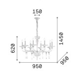 IDEAL LUX 068190 | Miramare Ideal Lux csillár lámpa - MIRAMARE SP8 - 8x E14 fehér, átlátszó, króm