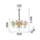 IDEAL LUX 087771 | Negresco Ideal Lux csillár lámpa - NEGRESCO SP10 ORO - 10x E14 arany, átlátszó