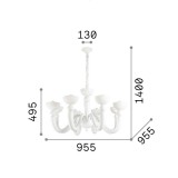 IDEAL LUX 094007 | Bon-Bon Ideal Lux csillár lámpa - BON BON SP8 BIANCO - 8x E14 matt fehér