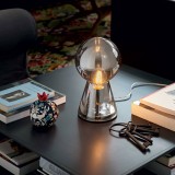 IDEAL LUX 116570 | Brillo-IL Ideal Lux asztali lámpa - BIRILLO TL1 SMALL FUME' - 30cm kapcsoló 1x E27 króm, füst