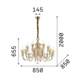 IDEAL LUX 140629 | Strauss Ideal Lux csillár lámpa - STRAUSS SP18 - 18x E14 rózsaarany, átlátszó, borostyán