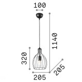 IDEAL LUX 148151 | Ampolla Ideal Lux függeszték lámpa - AMPOLLA-2 SP1 NERO - rövidíthető vezeték 1x E27 matt fekete