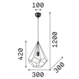IDEAL LUX 148175 | Ampolla Ideal Lux függeszték lámpa - AMPOLLA-3 SP1 NERO - rövidíthető vezeték 1x E27 matt fekete