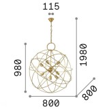 IDEAL LUX 156033 | Konse Ideal Lux függeszték lámpa - KONSE SP7 - rövidíthető vezeték 7x E27 arany