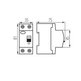 KANLUX 23180 | Kanlux áramvédő kapcsoló (FI relé) 25A DIN35 modul, 2P - AC világosszürke, fekete, sárga