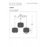 LUCIDE 02404/03/30 | Orrin Lucide függeszték lámpa rövidíthető vezeték 3x E27 fekete, barna