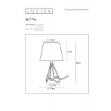 LUCIDE 47500/81/17 | Gitta Lucide asztali lámpa 29cm vezeték kapcsoló 1x E14 bronz, fehér