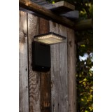 LUTEC 6943101012 | Moze Lutec falikar lámpa mozgásérzékelő, kapcsoló napelemes/szolár, elforgatható alkatrészek 1x LED 1000lm 4000K IP44 matt fekete, átlátszó