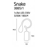 MAXLIGHT 3885/1 | Snake Maxlight falikar lámpa kapcsoló flexibilis 1x LED 180lm 3200K króm