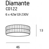MAXLIGHT C0122 | Diamante Maxlight mennyezeti lámpa 6x G9 króm, átlátszó, opál