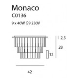 MAXLIGHT C0136 | MonacoM Maxlight mennyezeti lámpa 9x G9 króm, átlátszó