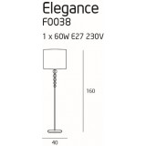 MAXLIGHT F0038 | EleganceM Maxlight álló lámpa 160cm kapcsoló 1x E27 fehér, króm, átlátszó