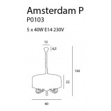 MAXLIGHT P0103 | Amsterdam Maxlight függeszték lámpa 5x E14 króm, fehér, átlátszó