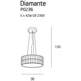 MAXLIGHT P0236 | Diamante Maxlight függeszték lámpa 5x G9 króm, átlátszó, opál