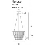 MAXLIGHT P0259 | MonacoM Maxlight függeszték lámpa 9x G9 króm, átlátszó