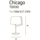 MAXLIGHT T0030 | Chicago Maxlight asztali lámpa 46cm kapcsoló 1x E27 króm