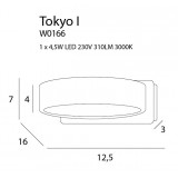 MAXLIGHT W0166 | TokyoM Maxlight falikar lámpa elforgatható alkatrészek 1x LED 310lm 3000K fehér, fekete