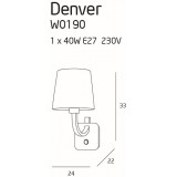 MAXLIGHT W0190 | DenverM Maxlight falikar lámpa kapcsoló 1x E27 króm, fekete