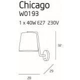 MAXLIGHT W0193 | Chicago Maxlight falikar lámpa kapcsoló 1x E27 fehér