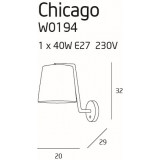 MAXLIGHT W0194 | Chicago Maxlight falikar lámpa kapcsoló 1x E27 fekete
