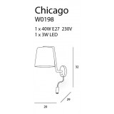 MAXLIGHT W0198 | Chicago Maxlight falikar lámpa kapcsoló flexibilis 1x E27 + 1x LED króm