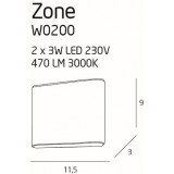 MAXLIGHT W0200 | Zone Maxlight fali lámpa 2x LED 470lm 3000K IP44 fehér