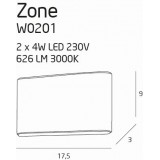 MAXLIGHT W0201 | Zone Maxlight fali lámpa 2x LED 626lm 3000K IP44 fehér