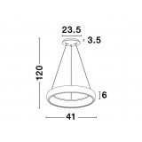 NOVA LUCE 8105619 | Albi-NL Nova Luce függeszték lámpa kerek szabályozható fényerő 1x LED 1950lm 3000K szürke, fehér