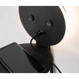 NOVA LUCE 9173282 | Eclip Nova Luce falikar lámpa kapcsoló elforgatható alkatrészek, USB csatlakozó, háttérvilágítás 1x LED 210lm + 1x LED 310lm 3000K fekete
