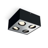 PHILIPS 50494/30/P0 | Box Philips mennyezeti WarmGlow lámpa négyszögletes szabályozható fényerő, elforgatható fényforrás 4x LED 2000lm 2200 <-> 6500K fekete, szürke