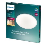 PHILIPS 8718699681012 | SuperSlim Philips fali, mennyezeti LED panel - SceneSwitch kerek impulzus kapcsoló szabályozható fényerő 1x LED 1300lm 2700K fehér