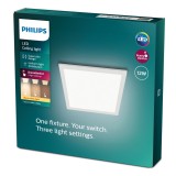 PHILIPS 8719514326620 | Touch-PH Philips mennyezeti SLIM LED panel - SceneSwitch négyzet impulzus kapcsoló szabályozható fényerő 1x LED 1050lm 2700K fehér