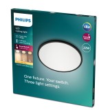 PHILIPS 8719514327085 | SuperSlim Philips fali, mennyezeti LED panel - SceneSwitch kerek impulzus kapcsoló szabályozható fényerő 1x LED 2000lm 2700K fekete, fehér