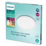 PHILIPS 8719514327269 | SuperSlim Philips fali, mennyezeti LED panel - SceneSwitch kerek impulzus kapcsoló szabályozható fényerő 1x LED 1500lm 2700K IP44 fehér