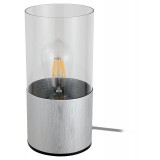 RABALUX 3153 | Zelkova Rabalux asztali lámpa 25cm vezeték kapcsoló vezetékkel, villásdugóval elátott 1x E27 csiszolt alumínium, áttetsző