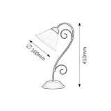 RABALUX 7812 | Athen Rabalux asztali lámpa 41cm vezeték kapcsoló 1x E14 matt fekete, fehér alabástrom