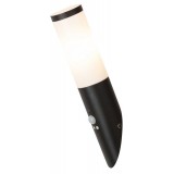 RABALUX 8146 | Black-torch Rabalux fali lámpa kerek mozgásérzékelő UV álló műanyag 1x E27 IP44 UV matt fekete, fehér