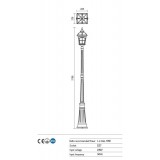 REDO 9654 | York-RD Redo álló lámpa 218,6cm 1x E27 IP44 antikolt fekete, átlátszó