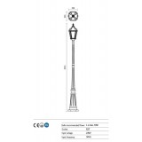 REDO 9662 | Essen Redo álló lámpa 221,5cm 1x E27 IP44 antikolt barna, átlátszó