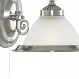 SEARCHLIGHT 1041-1 | American-Diner Searchlight falikar lámpa húzókapcsoló 1x E27 szatén ezüst, fehér, opál