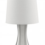 SEARCHLIGHT EU3922SS | TouchS Searchlight asztali lámpa 30cm érintőkapcsoló 1x E14 szatén ezüst, fehér
