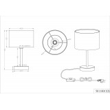 TRIO 501100101 | Hotel-TR Trio asztali lámpa 32cm vezeték kapcsoló 1x E14 matt nikkel, fehér