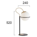 VIOKEF 3094100 | Ferero Viokef asztali lámpa 52cm kapcsoló 1x E27 matt opál, arany, fekete