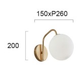VIOKEF 3094600 | Globe-VI Viokef falikar lámpa 1x E14 matt opál, arany, fekete