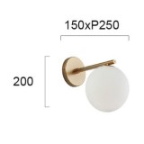 VIOKEF 3094700 | Globe-VI Viokef falikar lámpa 1x E14 matt opál, arany, fekete