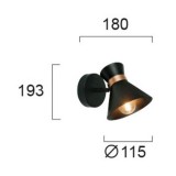 VIOKEF 4148200 | Kelly-VI Viokef spot lámpa elforgatható alkatrészek 1x E14 fekete, vörösréz