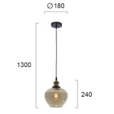 VIOKEF 4165600 | Jonas-VI Viokef függeszték lámpa 1x E27 borostyán, antikolt bronz, fekete