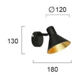 VIOKEF 4167000 | Harvey-VI Viokef spot lámpa elforgatható alkatrészek 1x E14 fekete, arany
