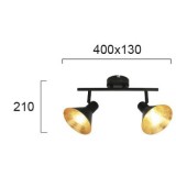 VIOKEF 4167100 | Harvey-VI Viokef spot lámpa elforgatható alkatrészek 2x E14 fekete, arany